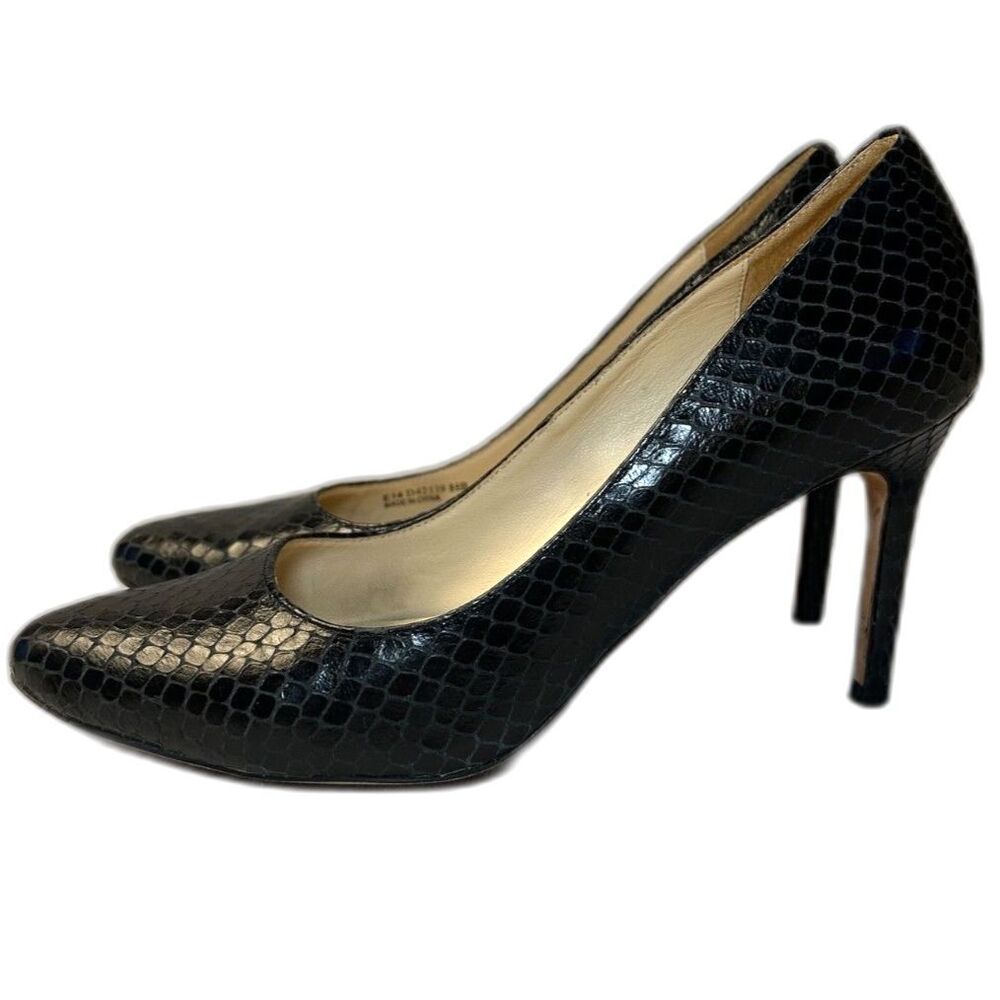 Cole Haan Bethany Black Snake Embossed Leather Pumps Heels